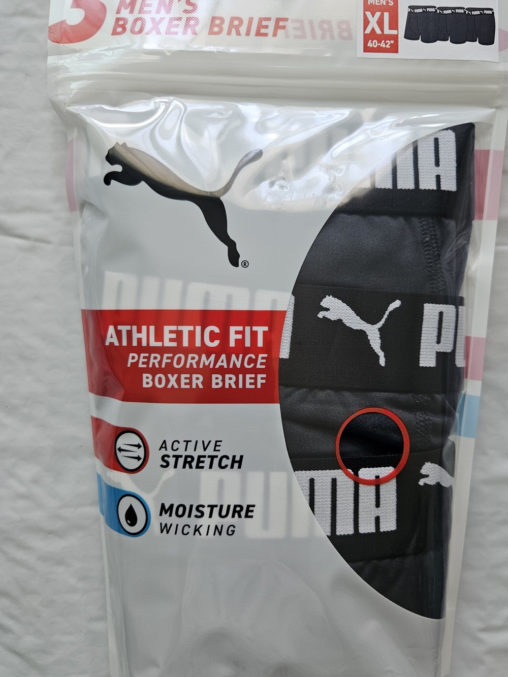 PUMA Men's Athletic Fit Performance Boxer Briefs - Black (XL)